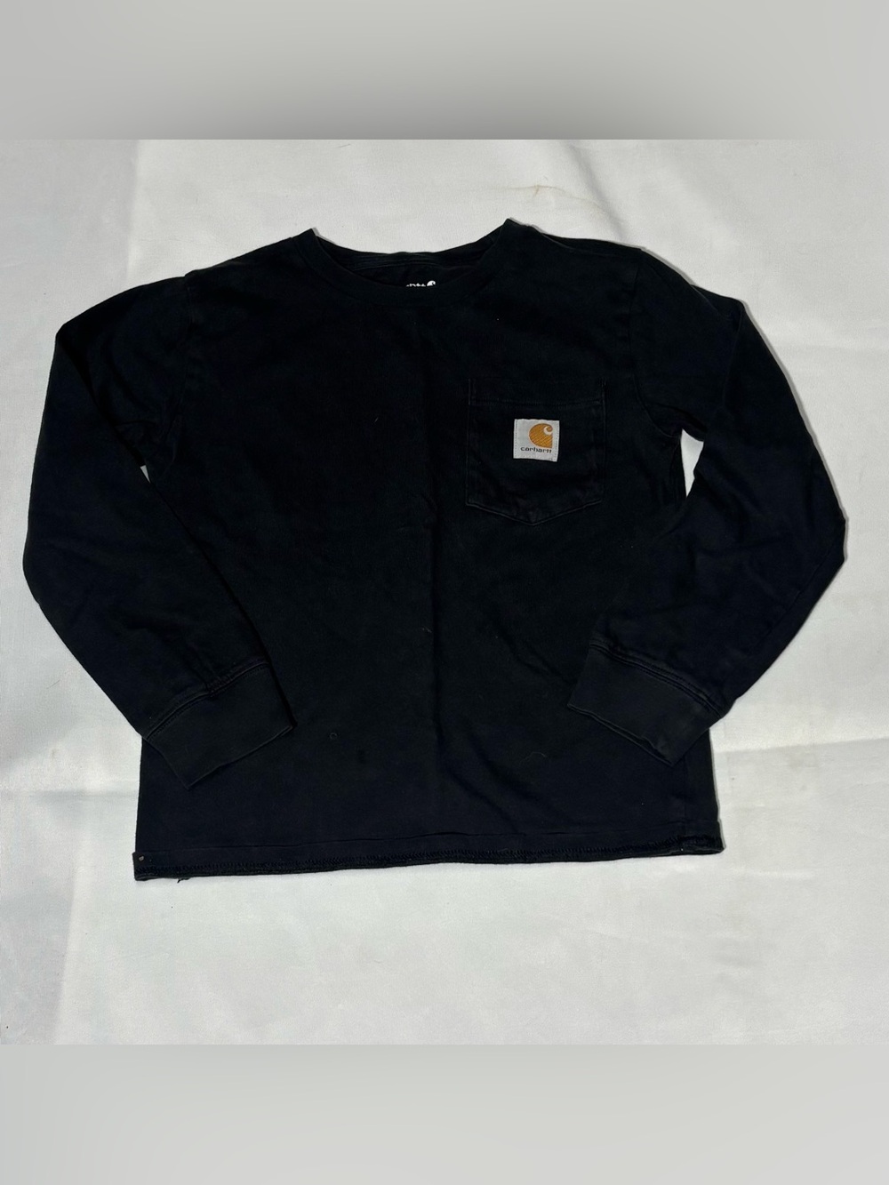 Carhartt Kids Long Sleeve Pocket Tee - Black with Tan Logo